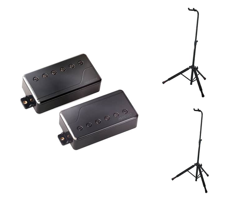 Fishman Fluence Classic Humbucker Set of 2 Black + 2 Gator Hanging Guitar Stands image 1