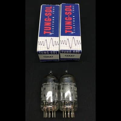 MATCHED PAIR TUNG SOL 12AX7 ECC83 Vintage LONG PLATE Vacuum Tubes 9.9531 image 2