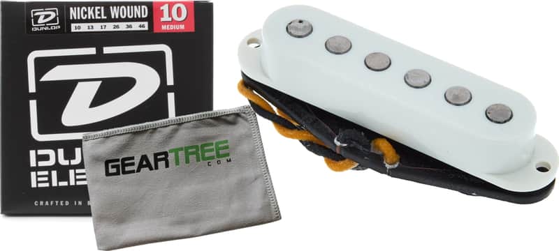 TV Jones Starwood Strat Parchment White Bridge Pickup Bundle w/Strings and Cloth image 1