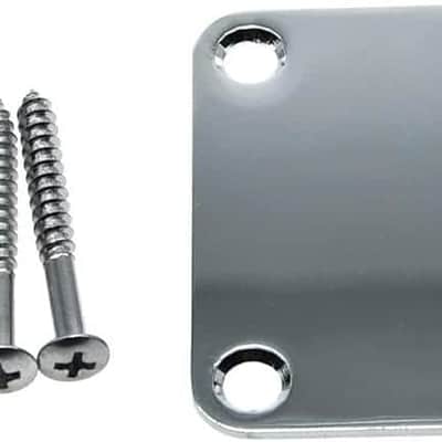 4-Bolt Electric Guitar Replacement Neckplate Bass Metal Neck Plate with Screws for FD Strat Tele or Basses Chrome image 1