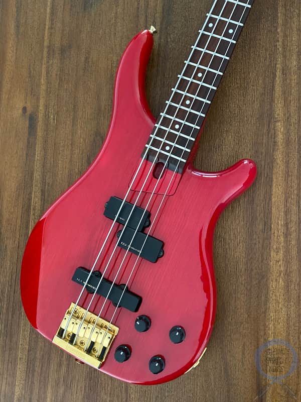 Fernandes Revolver Bass, P/J Active, 1980-90 MIJ, Transparent Red