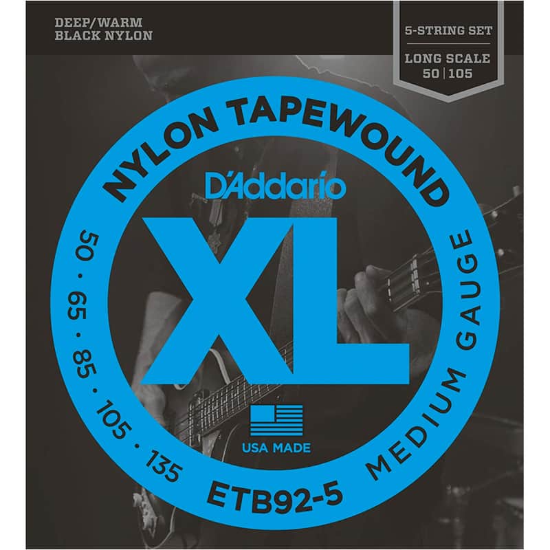 D'Addario ETB92-5 5-String Tapewound Bass Guitar Strings Medium 50-135 Long Scale image 1