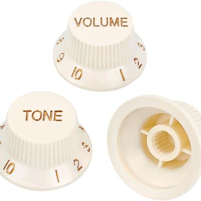 18-Spline Electric Guitar Control Knobs 2 Tone and 1 Volume Knobs Metric 6mm (15/64") Speed Knobs Top Hat for Squier Strat ST Electric Guitars Pack of 3 JT/XN-04 Vintage White image 3