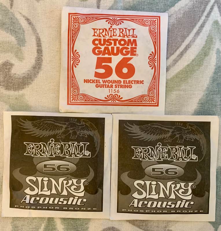 3 Single .056 Gauge Guitar Strings (Ernie Ball) 2 Bronze Slinky, 1 Nickel-Wound image 1