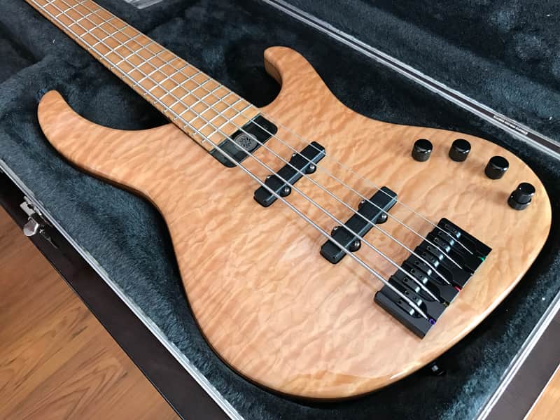 Modulus Graphite Genesis 5 String Flamed maple fingerboard and Quilted maple top! Gloss Natural image 1