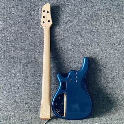 Blue 4 String Bass Basswood Body with Maple Neck image 8