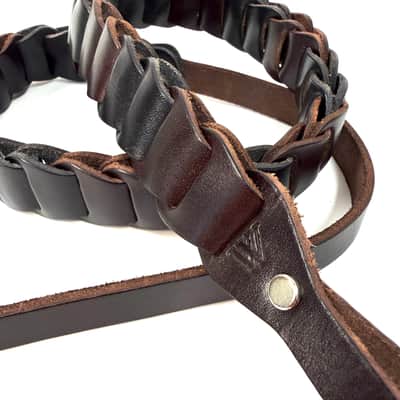 Walker And Williams M-71-CGN/BLK Throwback Series Hickory Brown And Black Grain Leather "Latch" Mandolin Strap image 3
