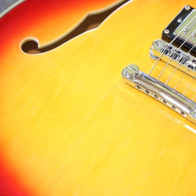 Jay Turser ES-335 Style Semi-Hollow Electric Guitar Cherry Sunburst + Gig Bag image 6