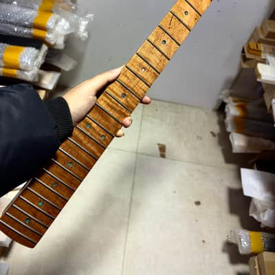 22 frets gloss Roasted Flame Maple Electric Guitar neck 25.5in parts image 3