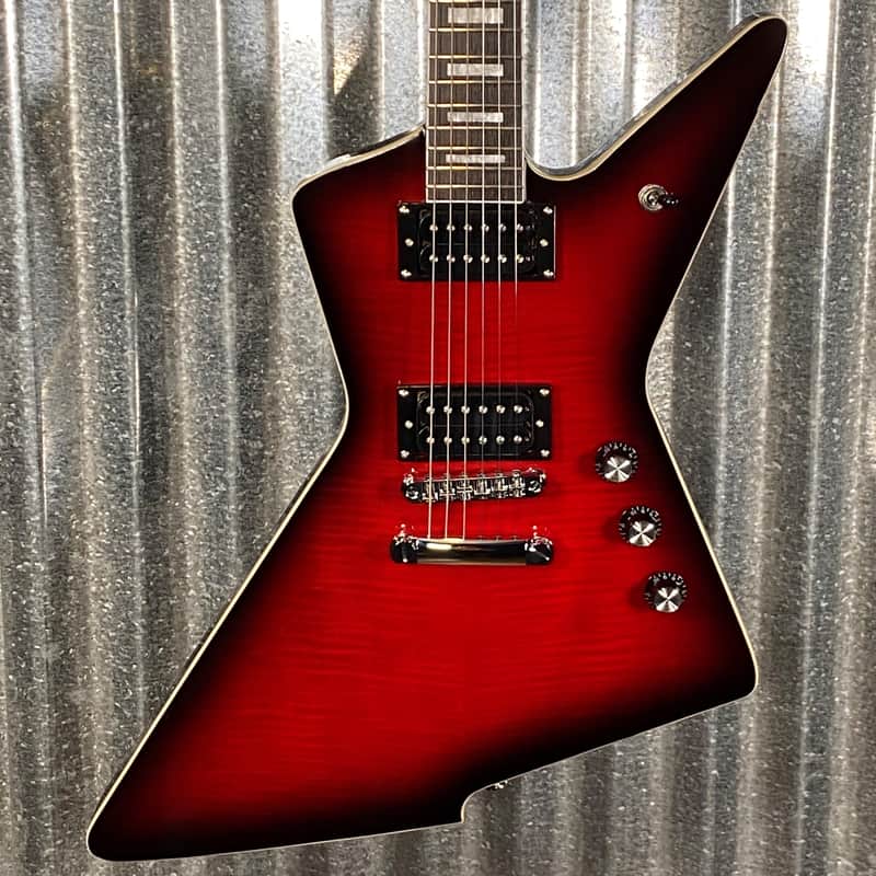 Westcreek Revenge Explorer Flame Transparent Red Burst Guitar #0019 Used image 1