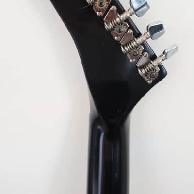 Vintage 1980s 1990s Memphis Teisco K Mart Brand Mini Black Metal Head Shredder Travel Kids Guitar Youth Junior 3/4 Travel Office Tour Bus Backstage Warm Up Guitar Loud Punchy Tone Fun! image 10