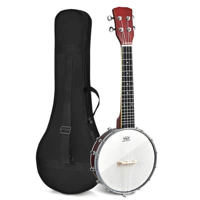 Sonart 4-String Banjo Ukulele with Remo Drumhead and Gig Bag 2023 - Wooden image 3