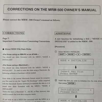 Owner's Manual for Roland Standard MIDI File Converter System Generator MRM-500MRM-500 1990 image 15