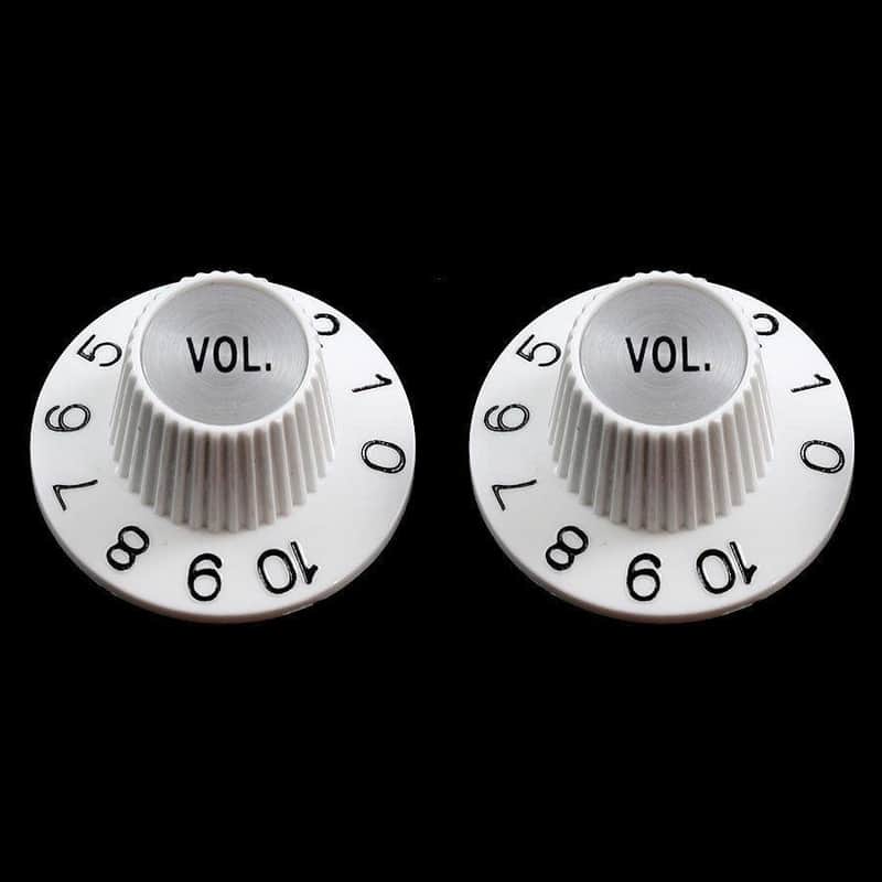 NEW (2) Witch Hat VOLUME Knobs For USA Split Shaft Pots Gibson Epiphone - WHITE image 1