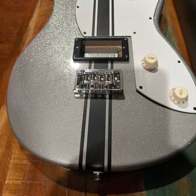 Peavey Rockmaster Silver Metallic Black Stripe 3/4 Scale Electric Guitar 2010s - Graphic image 5