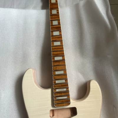 Tiger Maple Wood Guitar Strat Style Neck, with Mahogany Wood Body image 3