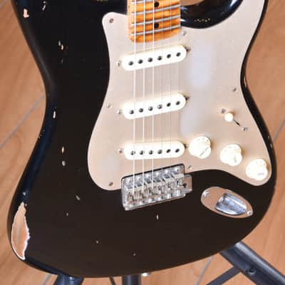 Fender Custom Shop Stratocaster 1956 Closet Classic Fat Roasted Neck Limited Edition Aged Black image 10
