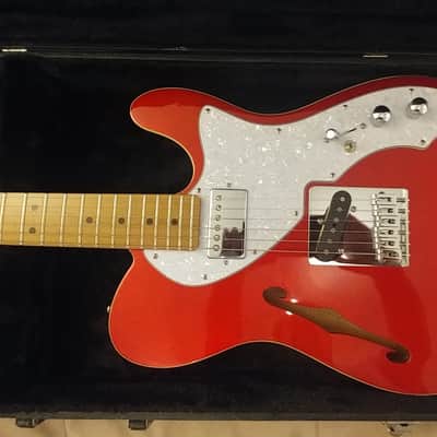 Custom Built 2021 Fender Tele Telecaster Thinline Roasted Maple Cherry Red Metallic w/White Binding image 5