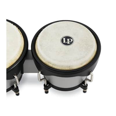 Latin Percussion 6 1/4-Inch and 7 1/4-Inch Bongos with Carrying Bag and Tuning Wrench (Slate Grey) image 3