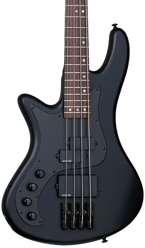 Schecter Stiletto Stealth-4 Electric Bass. Left Handed Satin Black image 1