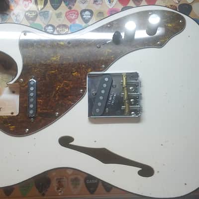 Mjt Thinline Loaded Telecaster body Single Bound  Olympic white/natural image 1