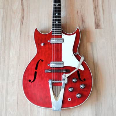 1960s Kay Red Devil Speed Demon Vintage Electric Hollowbody Guitar w/gigbag image 2