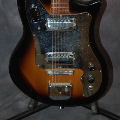 Maier by Guyatone Two Pickup Mirror'd Pickguard Solid Body Original Case 1960's Sunburst image 2