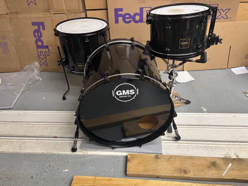 GMS Custom Black SE Drum Set 22-13-16 image 1