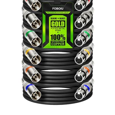 6 Pack 6FT XLR Cables, XLR Microphone Cable Oxygen-Free Copper (OFC) Noise Free XLR Cable 3-pin Male to Female Balanced Shielded for Speaker Audio Mixer, Metal SR Corlorful image 1