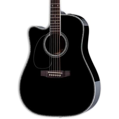 Takamine Dreadnought Cutaway Left Handed Acoustic Electric Guitar - Gloss Black image 1