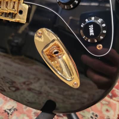 Fender Deluxe Series Stratocaster MIM w/ EMG Pick Ups - 2000s - Black/Gold W/ Gig Bag (C016-48) image 9