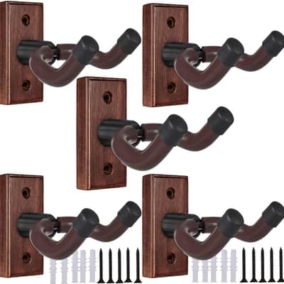 Wooden Guitar Wall Hanger - Pack of 5 Guitar Wall Mount for Safe Storage and Display Sturdy Wall Hanger for Guitars image 1