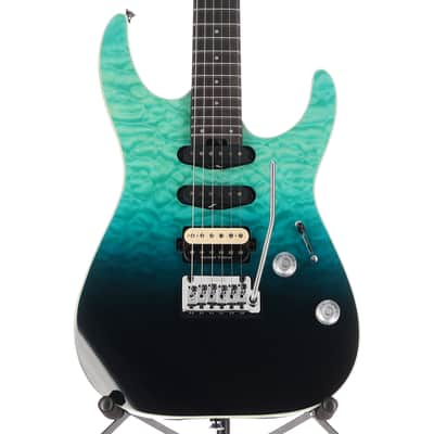 Charvel Pro-Mod Plus Dinky DK24 HSS 2PT EB QM, Ebony Fingerboard - Blue Curaçao (Q5)(00415) (00415) image 1