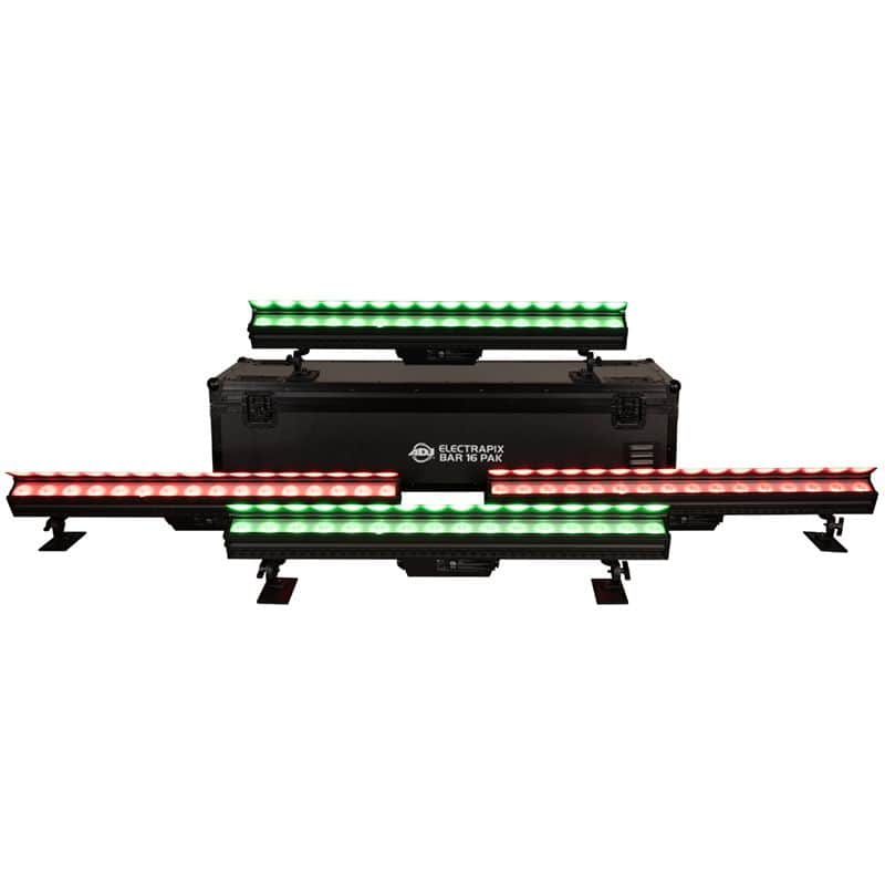 (4) American DJ ADJ ElectraPix Bar 16 Pak DMX RGBAL+UV Bar Lights w/ Flight Case image 1