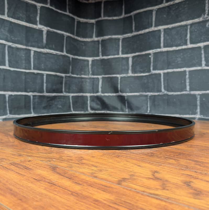 22" Metallic Red Bass Drum Hoop – Steel Black Hoop w/ Red Wrap – Player‑Grade image 1
