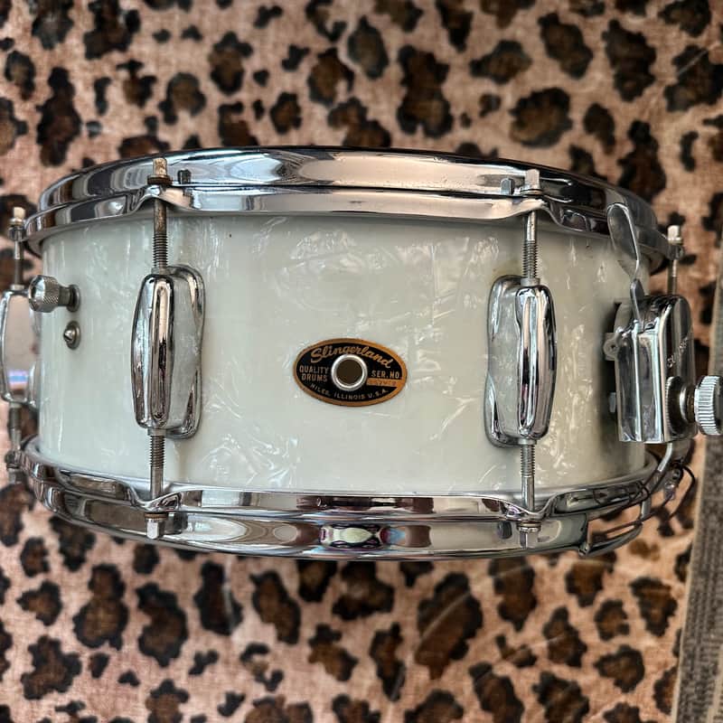 60s Slingerland Buddy Rich Artist Model 5.5x14" 8-Lug 1 ply Solid Maple Snare Drum White Marine Pearl image 1