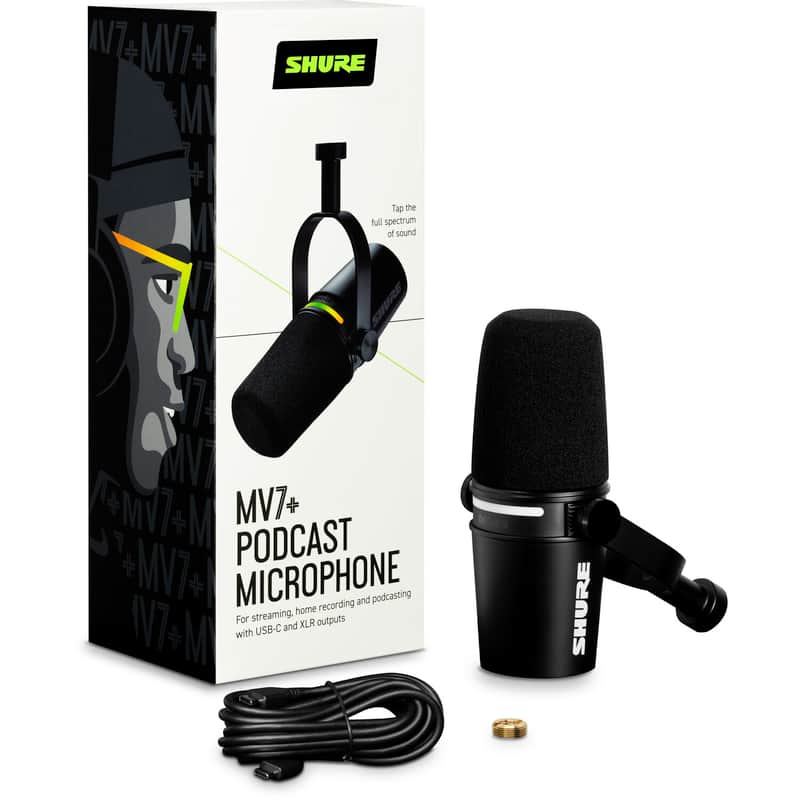 Shure MV7+ Podcast XLR/USB Microphone - Black image 1