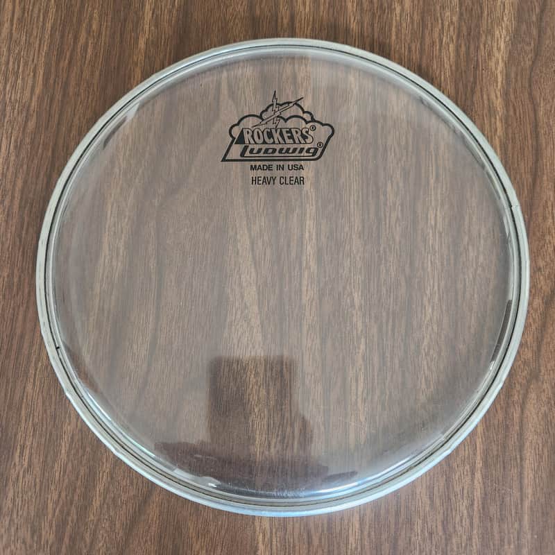 NOS Ludwig Rockers 8" Tom Drum Head Heavy Clear 1984-1988 Vintage Lightning Bolt Logo image 1