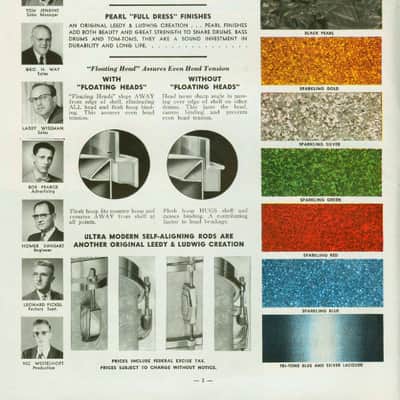 Leedy & Ludwig 3160 "Triumphlal" 15"x12" Parade Snare Drum - Marine Pearl (1952) image 19