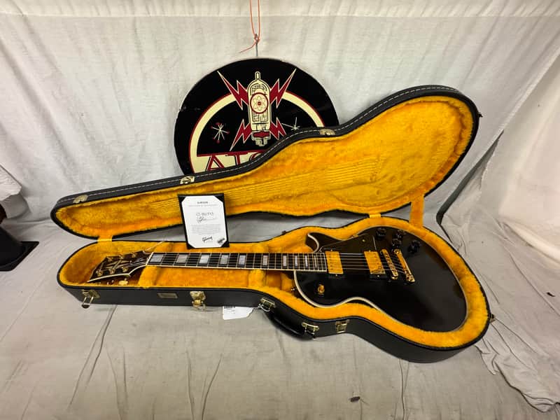 Gibson USA Custom Shop Les Paul Custom Guitar with COA + Case - Ebony / Black image 1