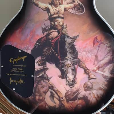Epiphone Adam Jones Signature Art Series Les Paul Custom 2023 - Frazetta "The Berserker" / Silverburst image 3