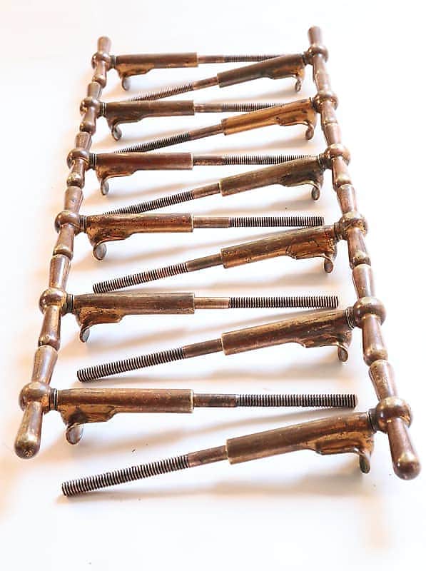 Set of (12) Ludwig DeLuxe Finish T- Rods & Claws for "Black Beauty" Bass Drum - 1928 / EIGHTEEN PHOTOS image 1