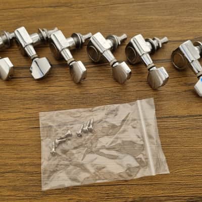 10mm 6 in Line Electric Guitar Tuners Tuning Pegs Chrome image 1