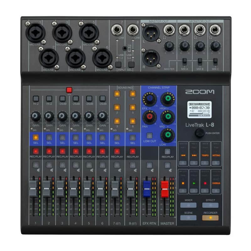 Zoom LiveTrak L-8 Portable 8-Channel Digital Mixer and Multitrack Recorder image 1
