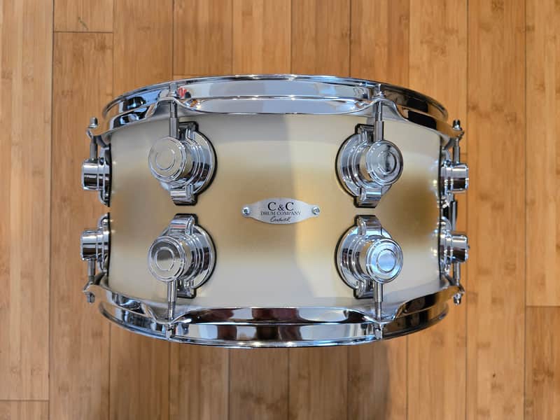 Snares - C&C Drum Co. 7x14 12th & Vine Maple/Poplar "LA Camco" Snare Drum (Antique White/Gold Duco) image 1