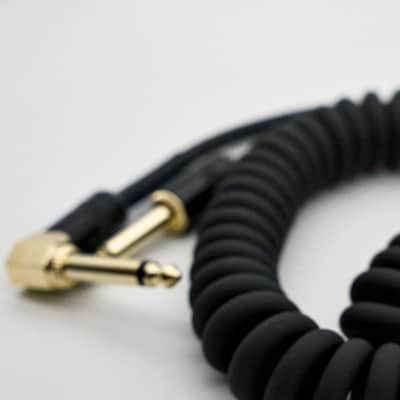 10ft/3m Coiled Guitar Cable L-S Coil Electric Instrument Cable Curly Instrument Cable Stretchable 1/4 inch Right Angle to Straight(Black) image 2