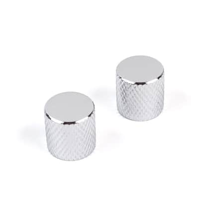 2x Metal Knobs Tele Style ,Non-adjustable for 6mm Shaft ,Flat-Top Chrome