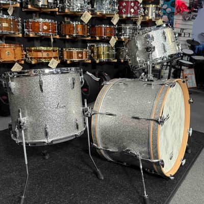 ~WOW!~ SONOR Vintage Series 3-Piece 13/16/22 Drum Kit Set in Vintage Silver Glitter w/ Single-Tom Holder image 2