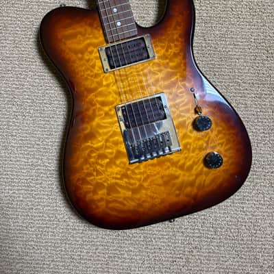 Warmoth Custom Tele Shaped Electric Guitar Vintage Burst image 3