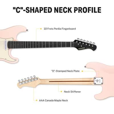 Designer Series Electric Guitar Stratocaster Style Kit with Bag, Cable, Strap Full Kit Bundle image 4